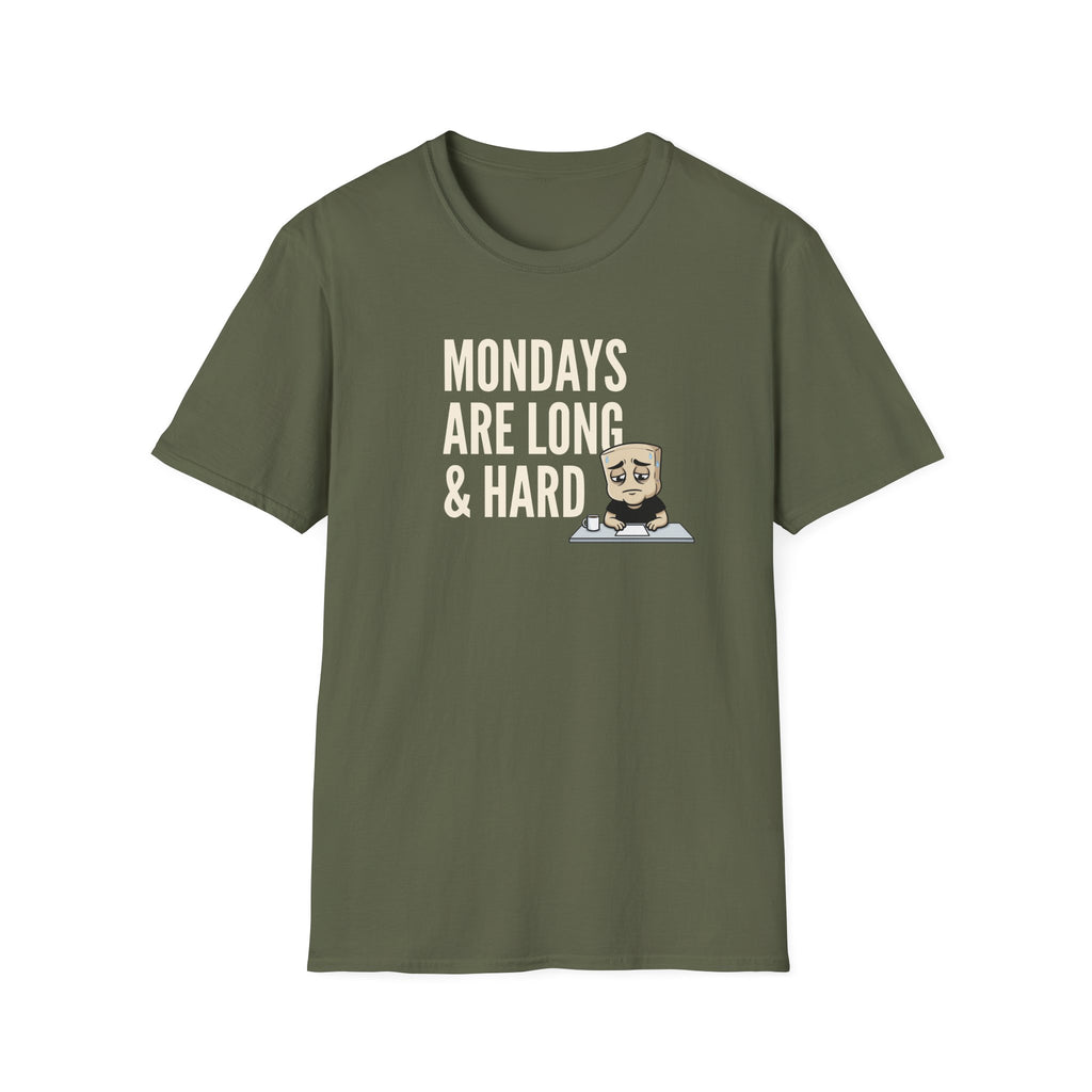 Mondays Are Long & Hard T-Shirt, Funny Coffee Lover Tee, Sarcastic Monday Mood Gift Shirt, Caffeine Humor Tee Men Women