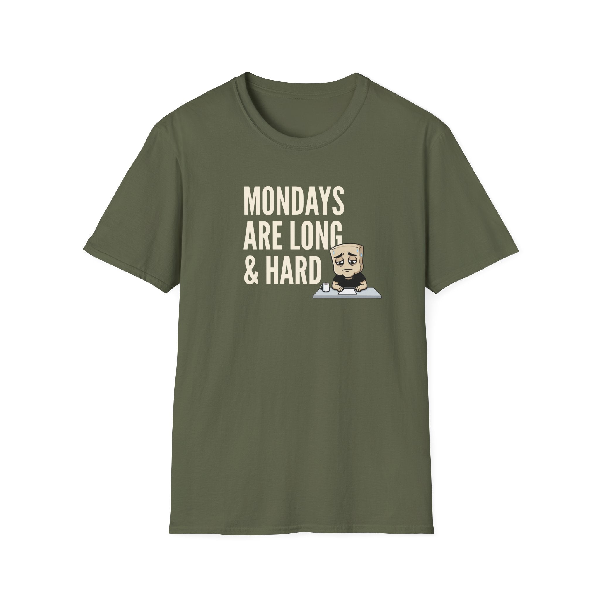 Mondays Are Long & Hard T-Shirt, Funny Coffee Lover Tee, Sarcastic Monday Mood Gift Shirt, Caffeine Humor Tee Men Women