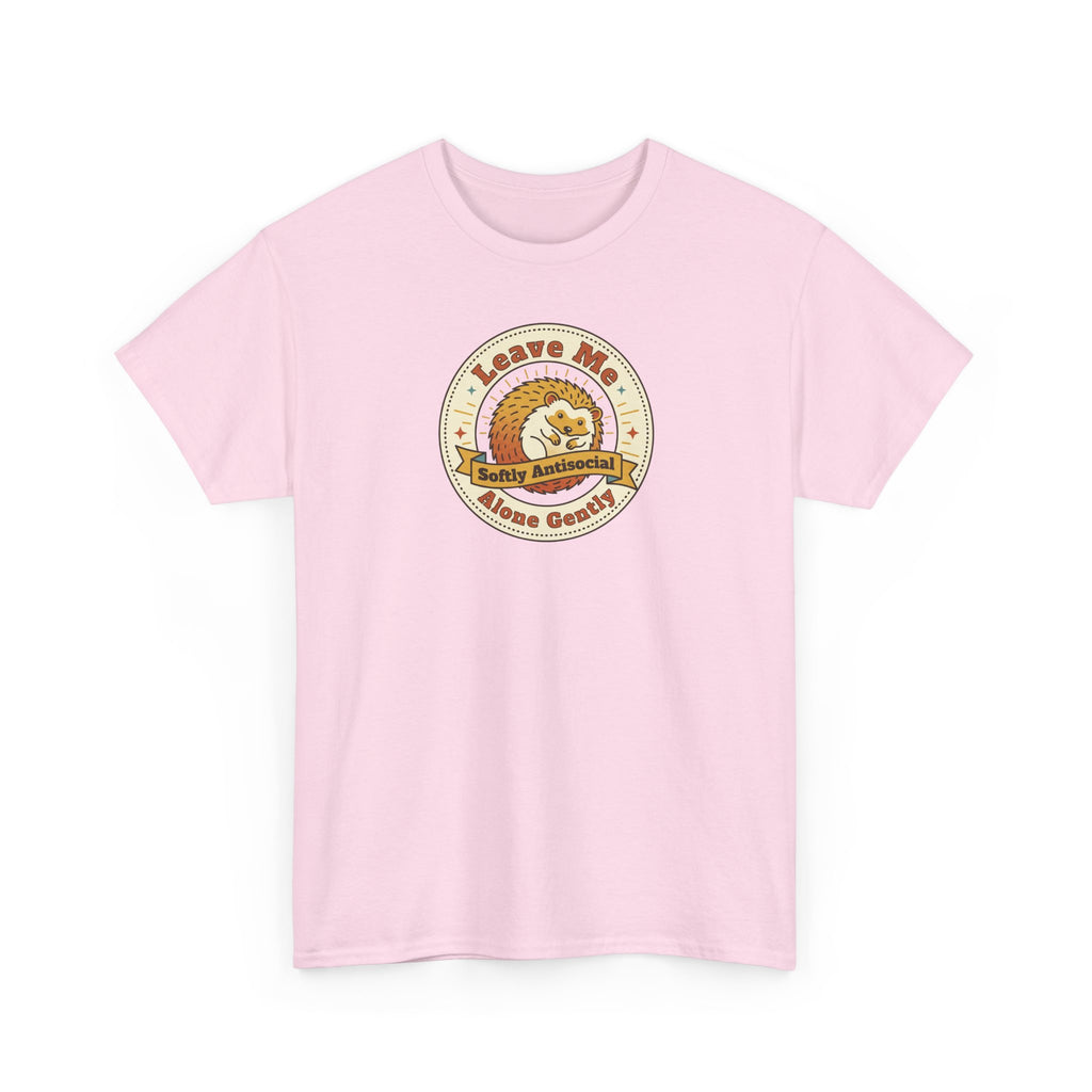 Leave Me Alone Softly Antisocial T-Shirt | Funny Introvert Hedgehog Graphic Tee