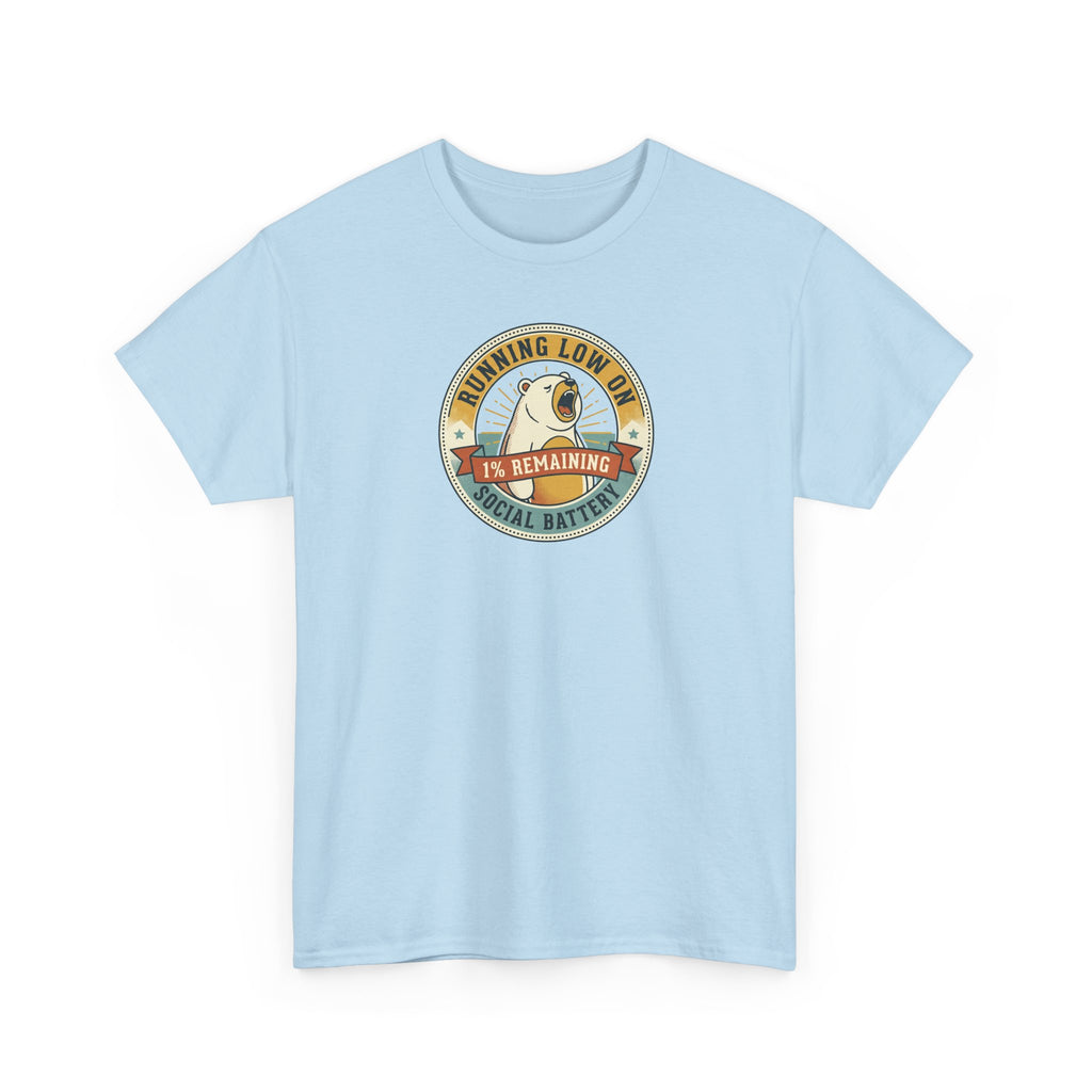 Running Low on Social Battery T-Shirt | Funny Introvert Bear Graphic Tee