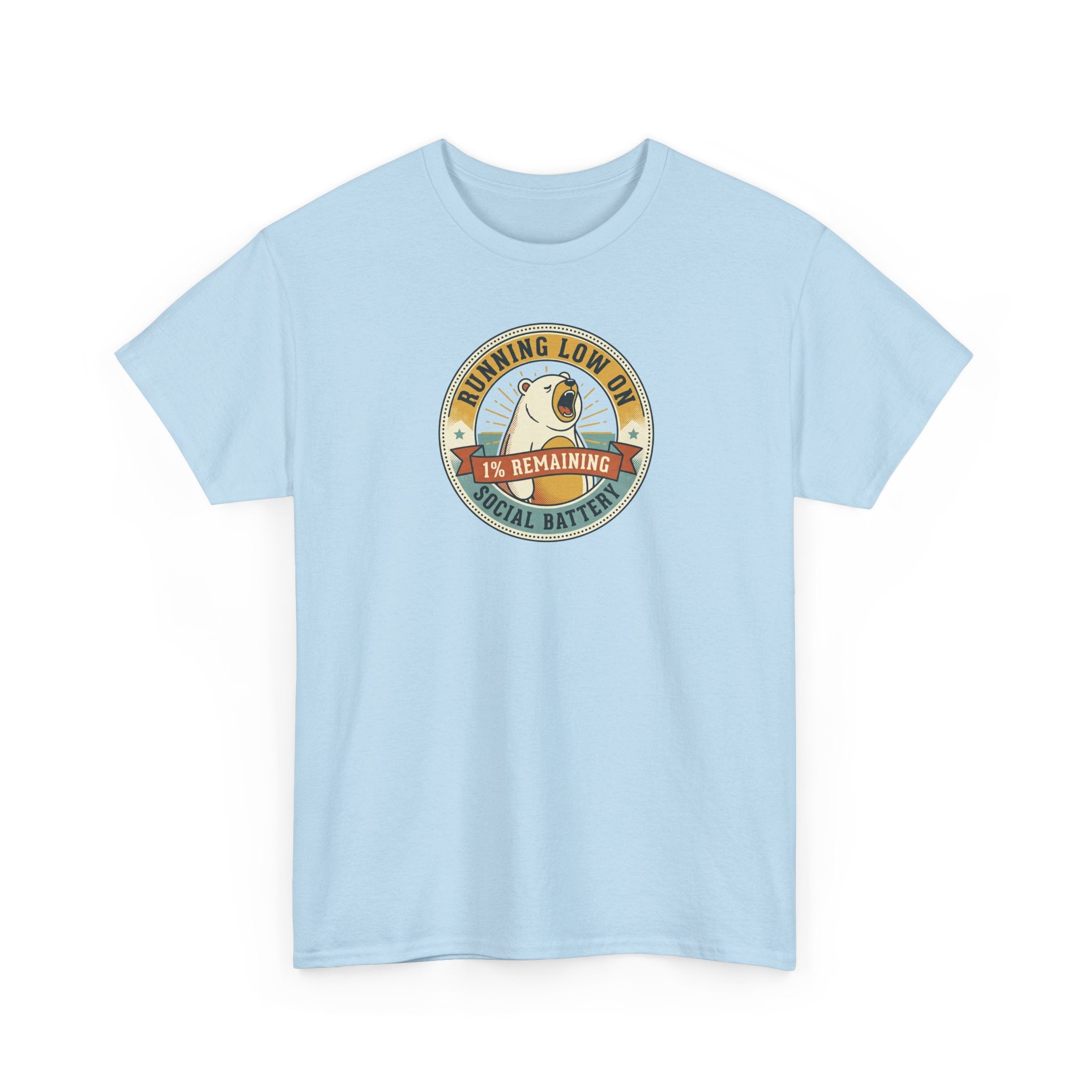 Running Low on Social Battery T-Shirt | Funny Introvert Bear Graphic Tee