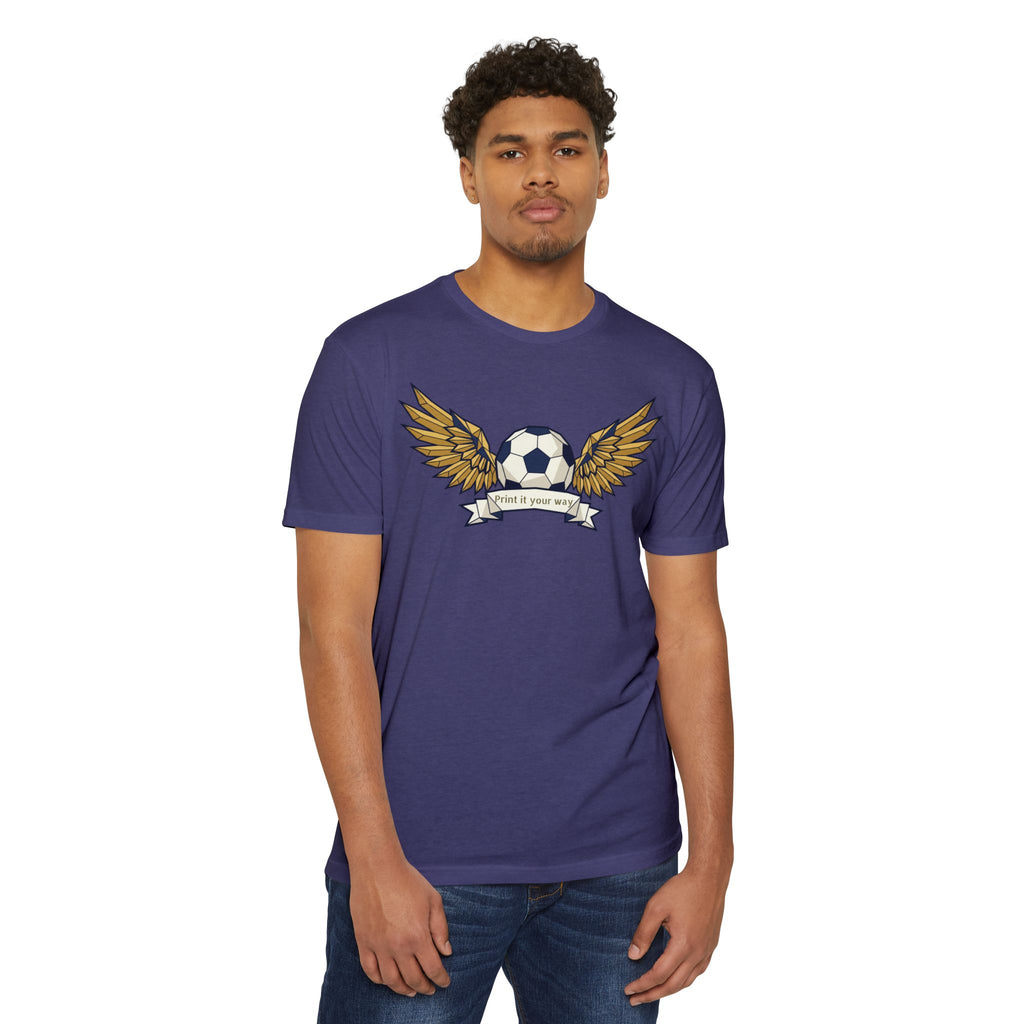 Custom Soccer T-Shirt Personalized Winged Soccer Ball Banner Tee Add Your Name or Team Gift Unisex