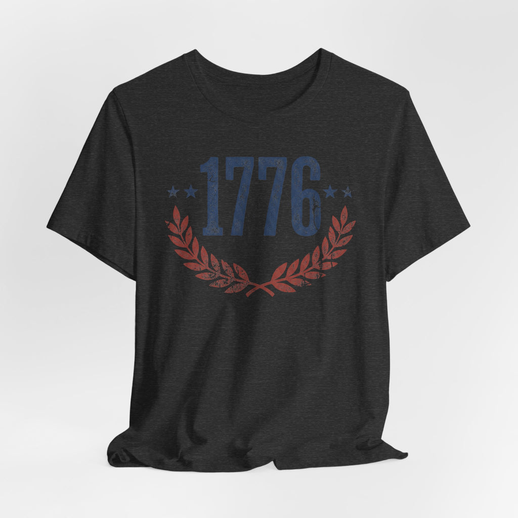1776 Laurel Wreath T-Shirt | Patriotic American Revolution History Independence Day Graphic Tee