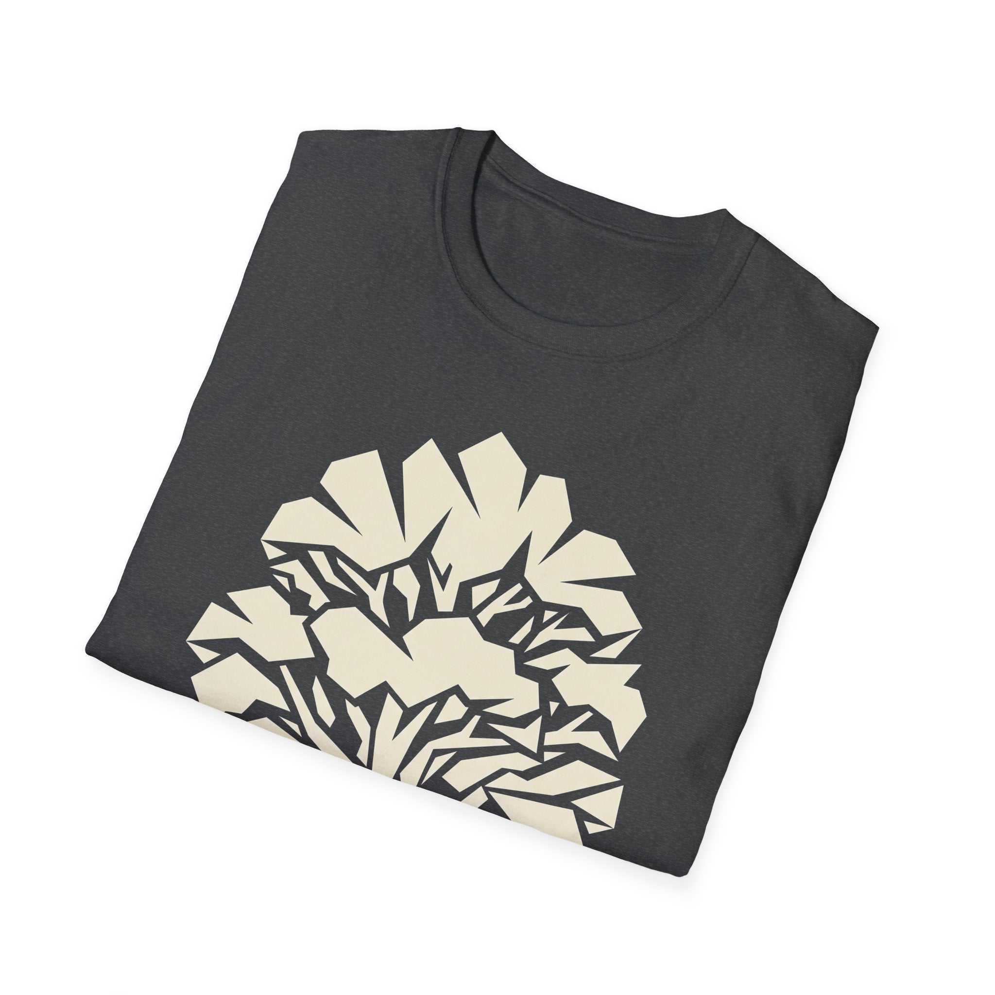 Dark Heather T-Shirt mit großem geometrischem Baum-Print in Creme