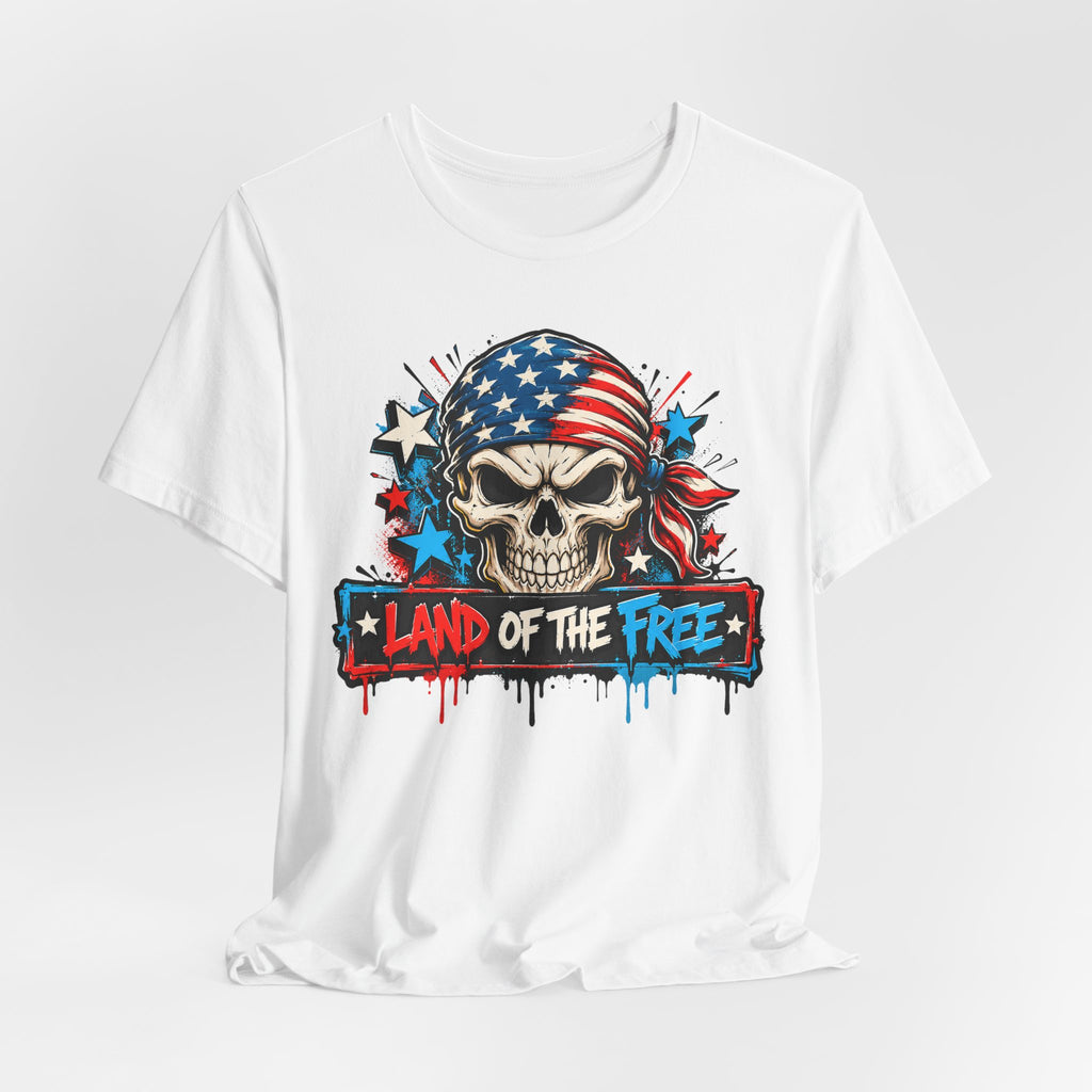 Land of the Free Skull T-Shirt | 4th of July American Flag Patriotic Graphic Tee