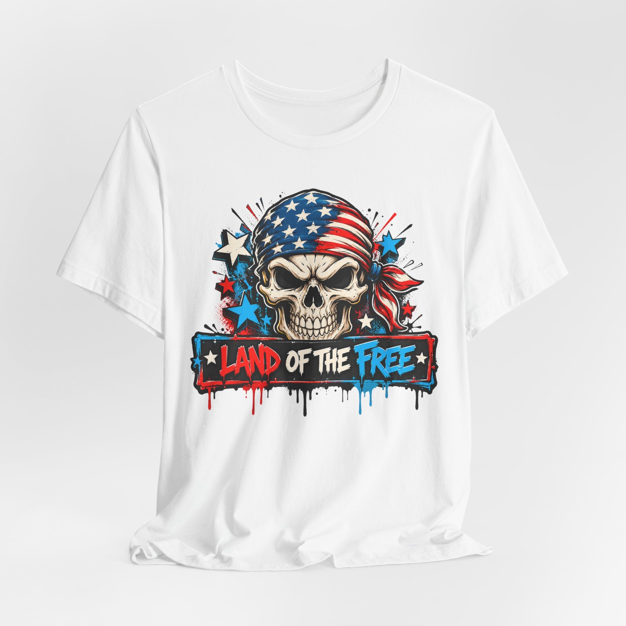 Land of the Free Skull T-Shirt | 4th of July American Flag Patriotic Graphic Tee