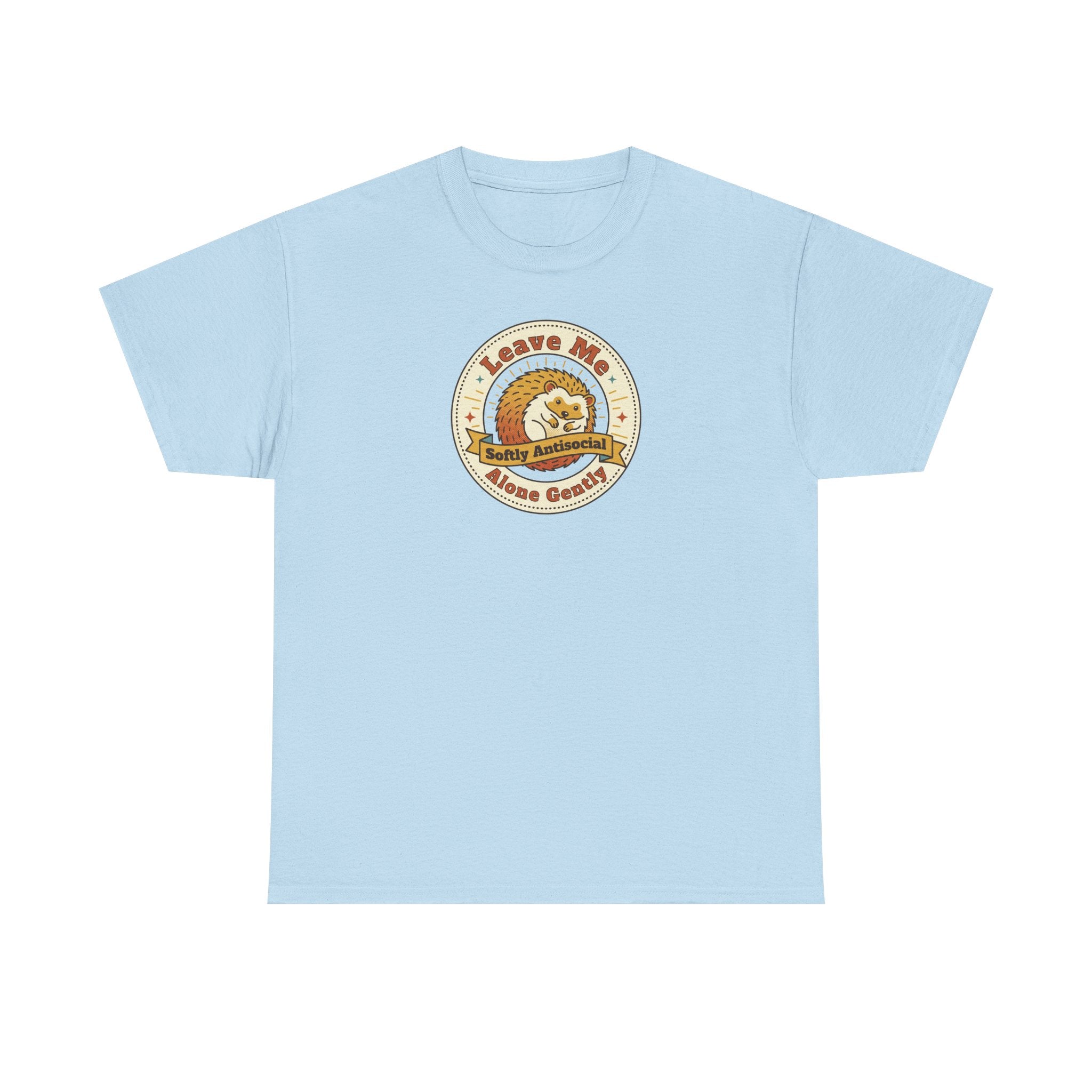 Leave Me Alone Softly Antisocial T-Shirt | Funny Introvert Hedgehog Graphic Tee