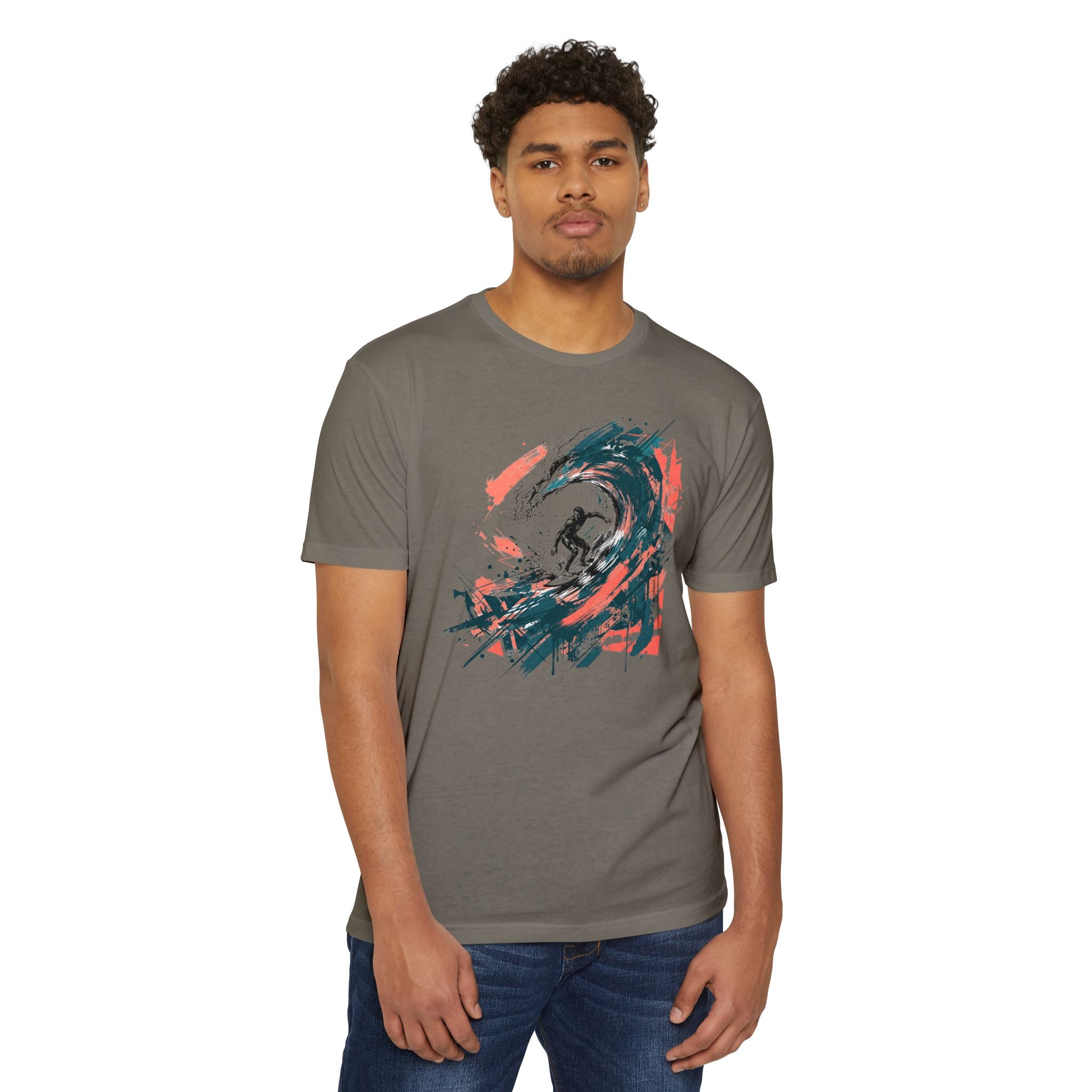 Surfer T-Shirt Wave Paintbrush Art Abstract Ocean Surf Graphic Tee Surfer Gift Beach Lover Unisex