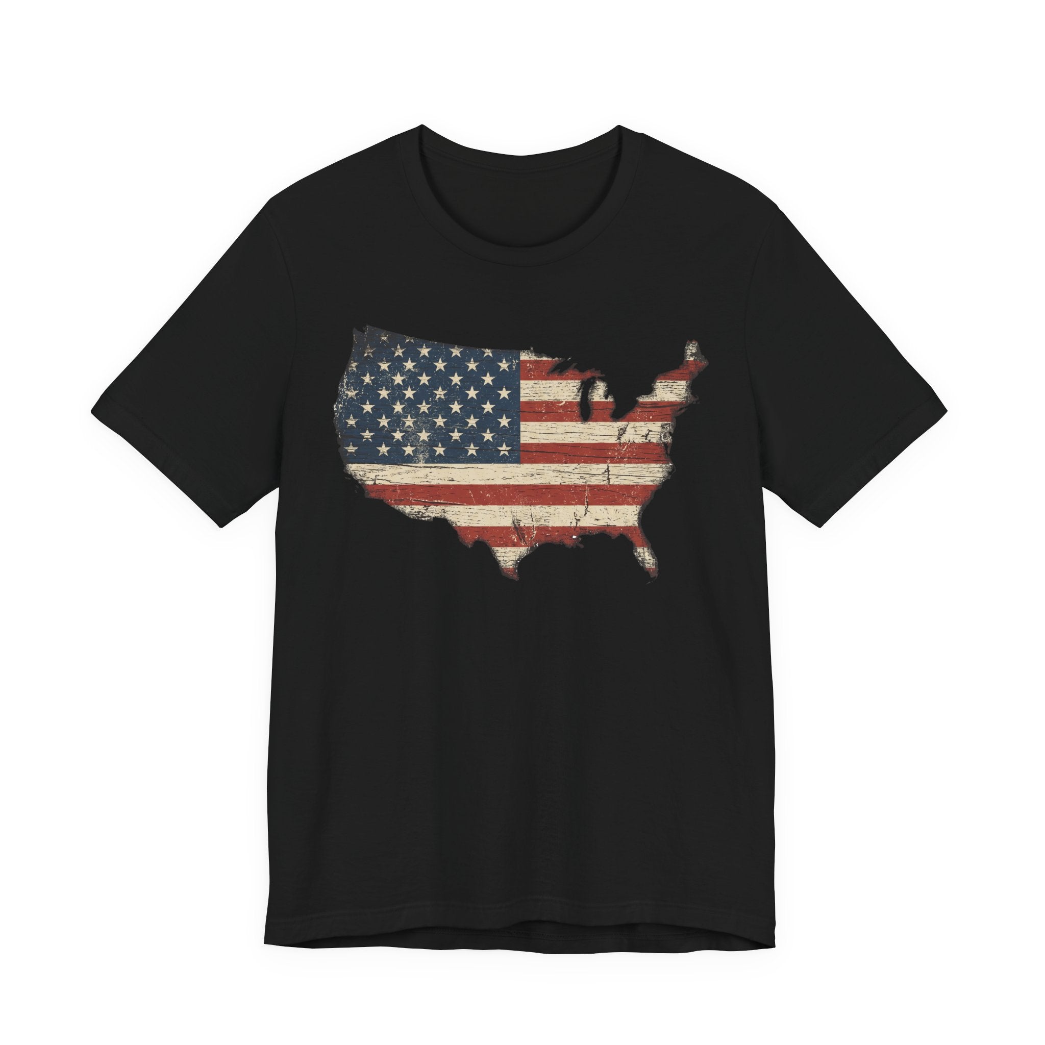 Distressed American Flag USA Map T-Shirt | Patriotic United States Tee