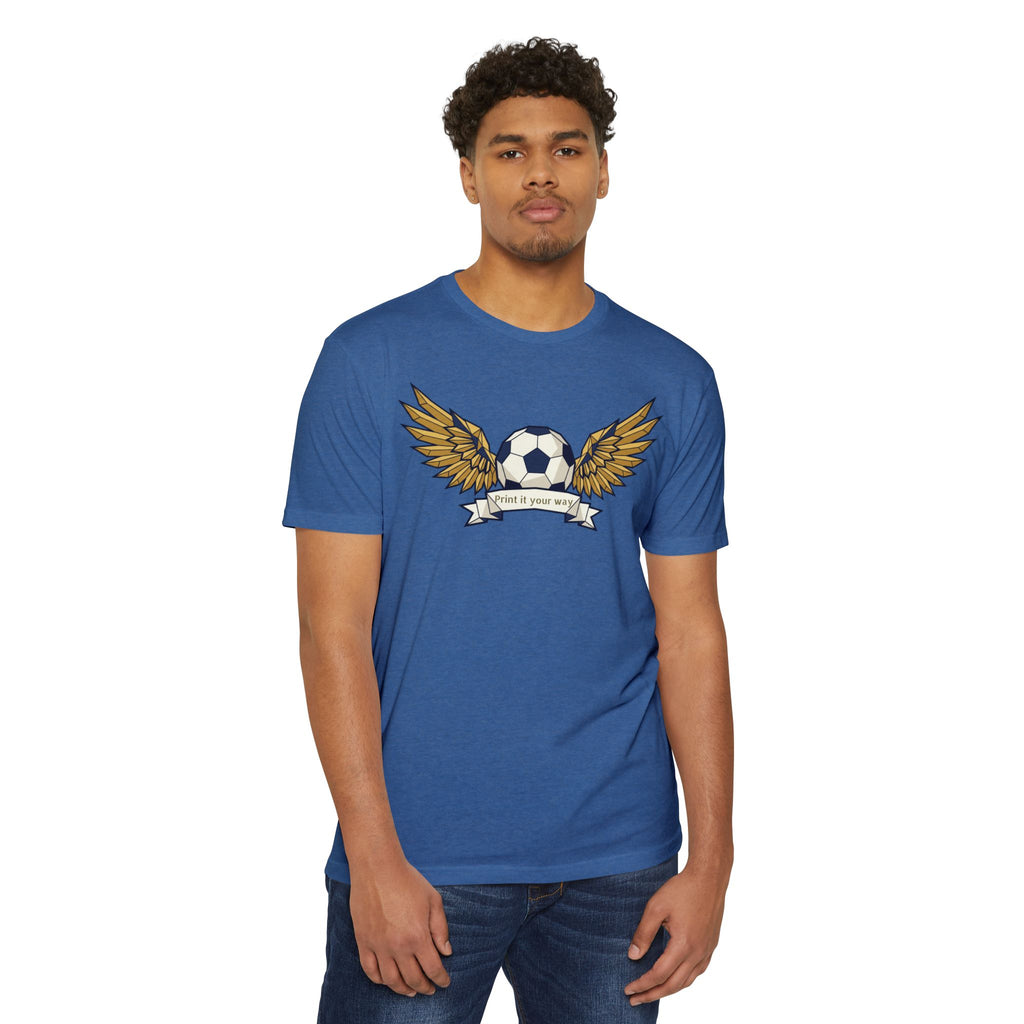 Custom Soccer T-Shirt Personalized Winged Soccer Ball Banner Tee Add Your Name or Team Gift Unisex