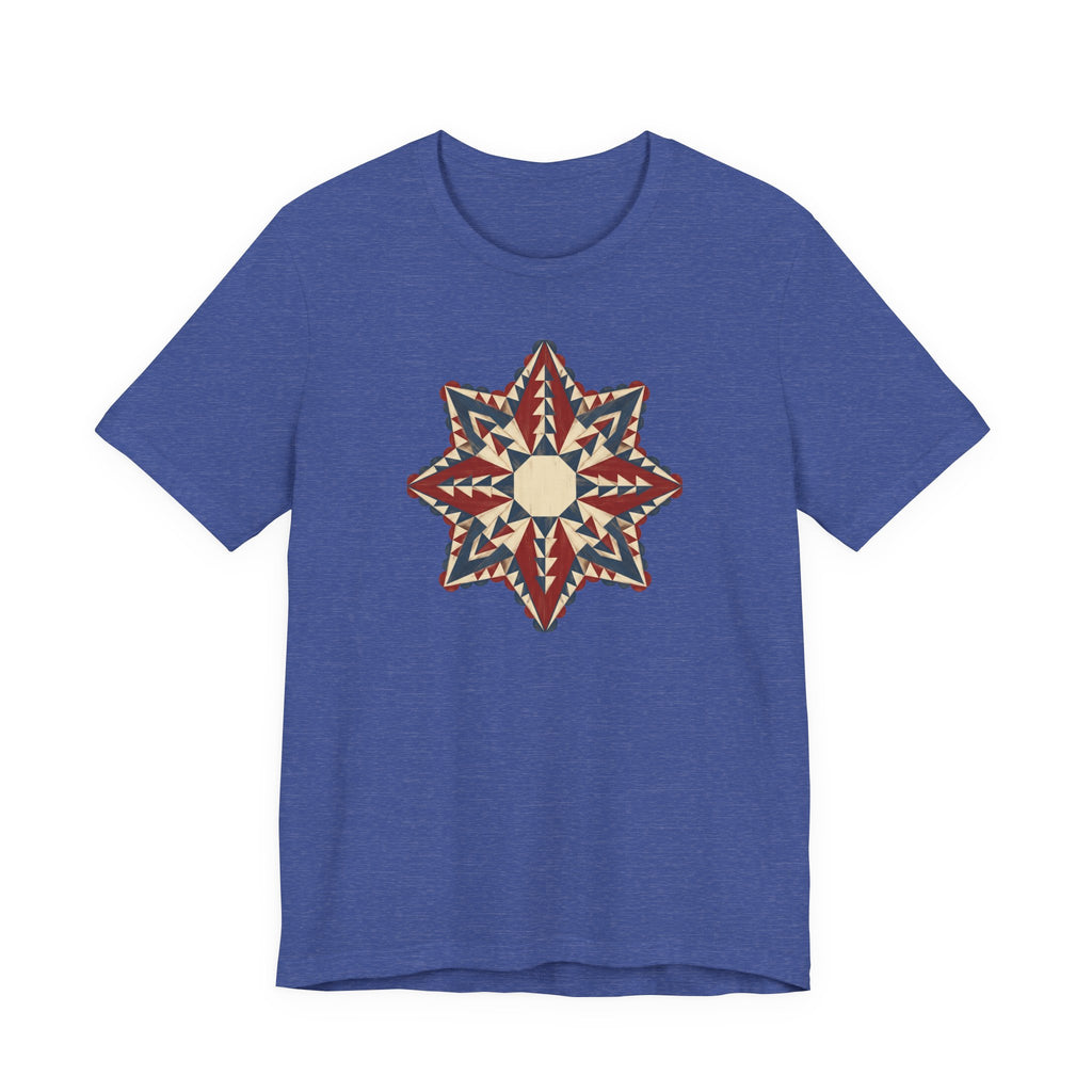 Southwestern Star Mandala Graphic Tee | Geometric Aztec Compass Boho Folk Art T-Shirt
