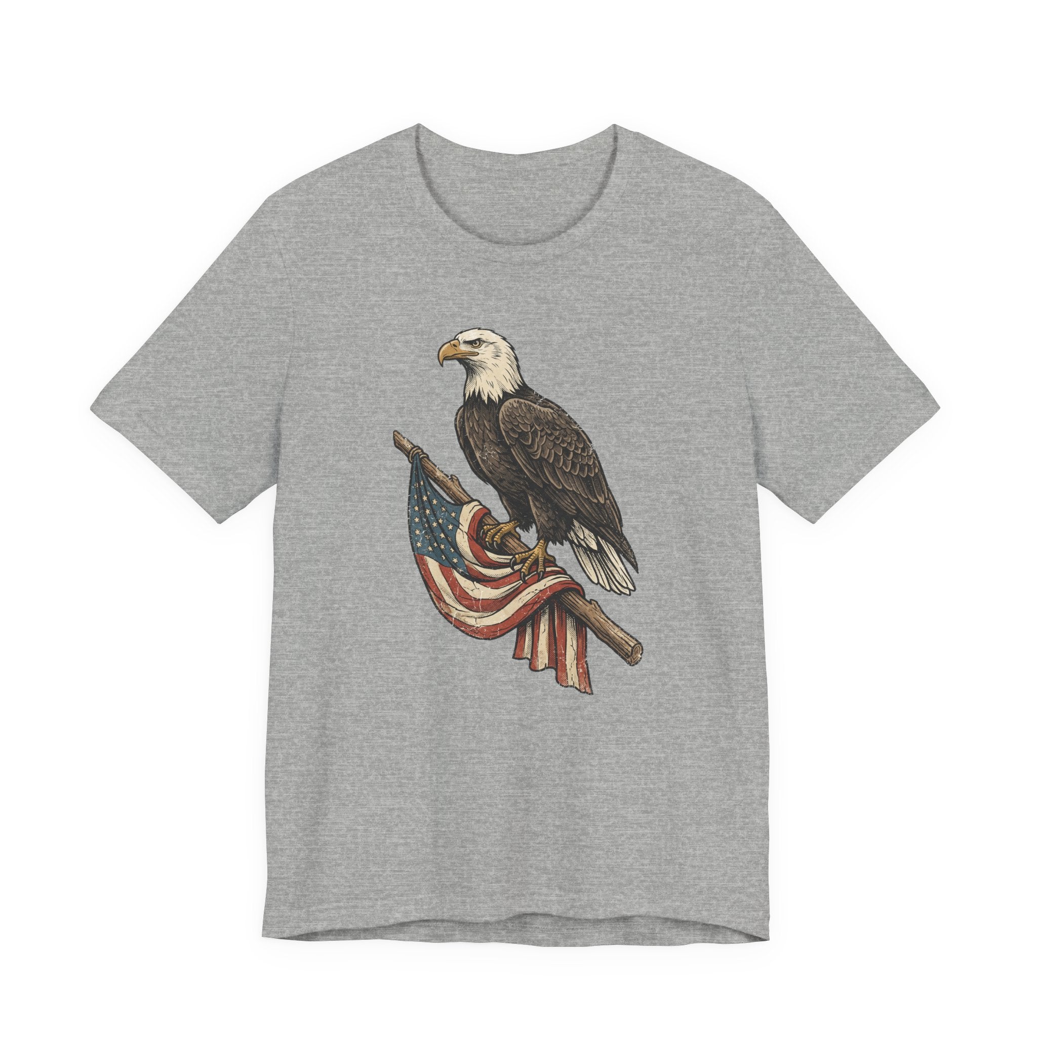 Bald Eagle American Flag T-Shirt | Patriotic USA Stars Stripes Vintage Eagle Graphic Tee Gift