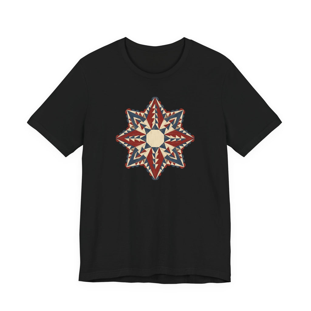 Southwestern Star Mandala Graphic Tee | Geometric Aztec Compass Boho Folk Art T-Shirt