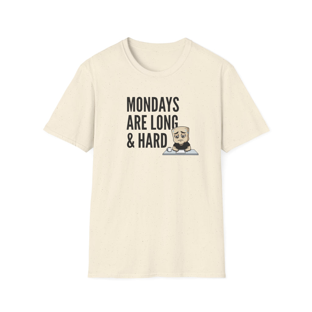 Mondays Are Long & Hard T-Shirt, Funny Coffee Lover Tee, Sarcastic Monday Mood Gift Shirt, Caffeine Humor Tee Men Women