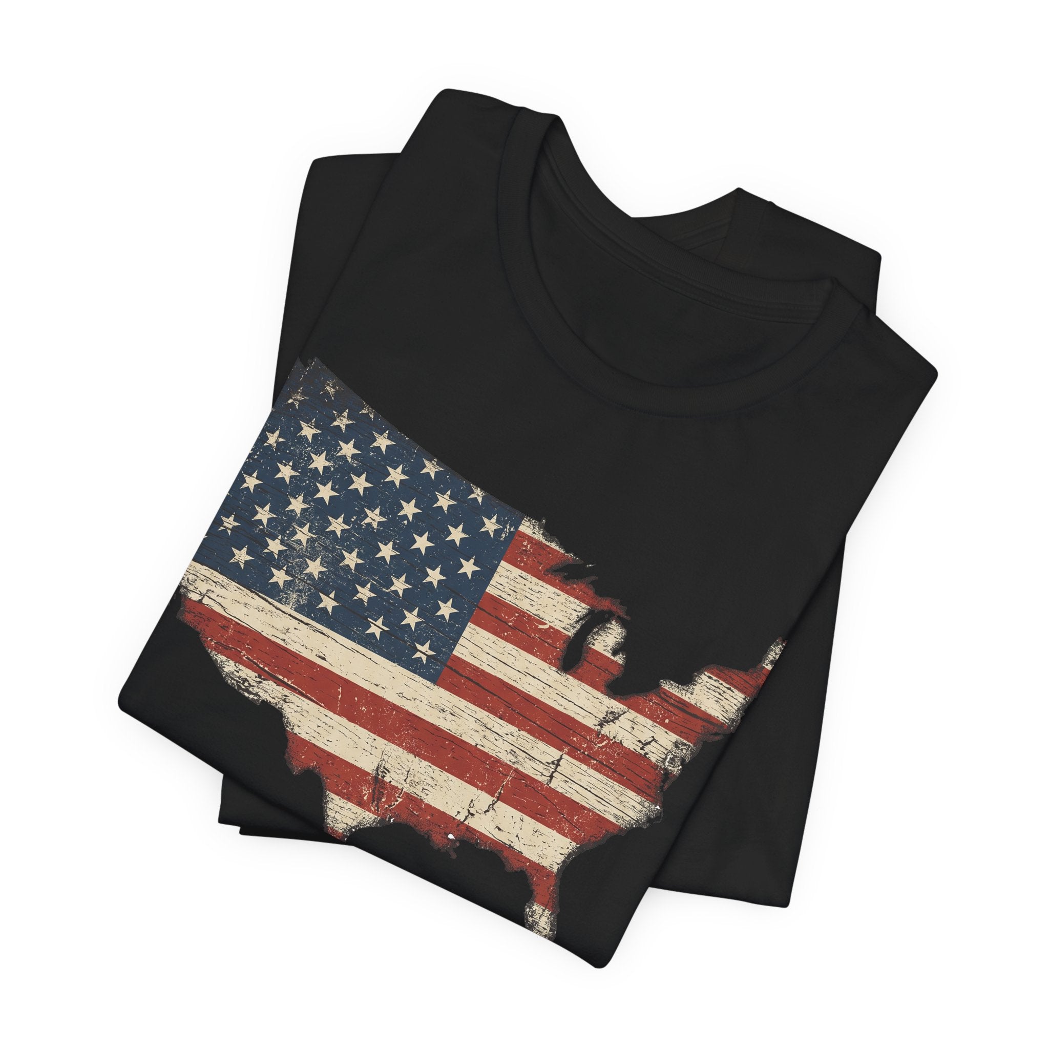 Distressed American Flag USA Map T-Shirt | Patriotic United States Tee