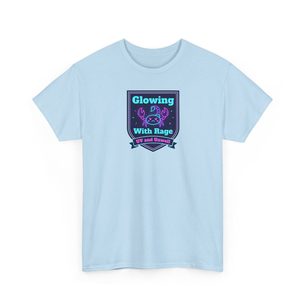 Glowing With Rage tee | Neon Skull Shield design