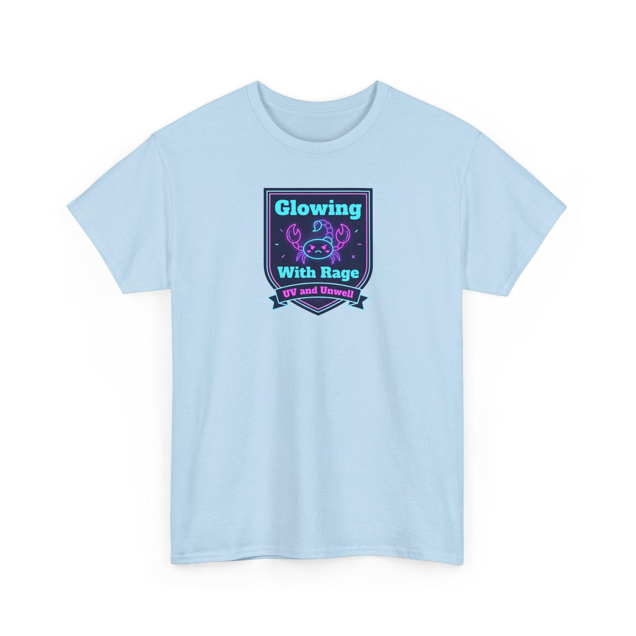 Glowing With Rage tee | Neon Skull Shield design