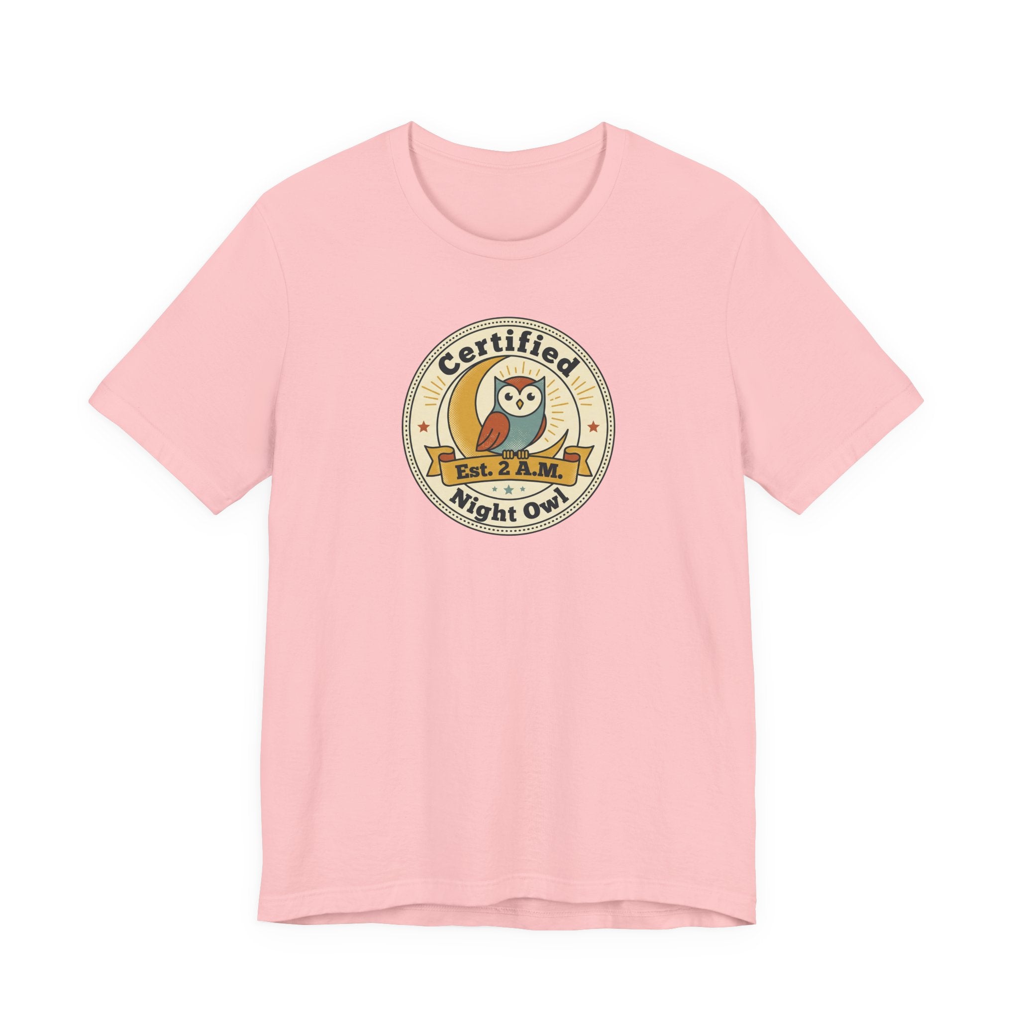Certified Night Owl owl badge T-Shirt | 2 AM est. graphic tee