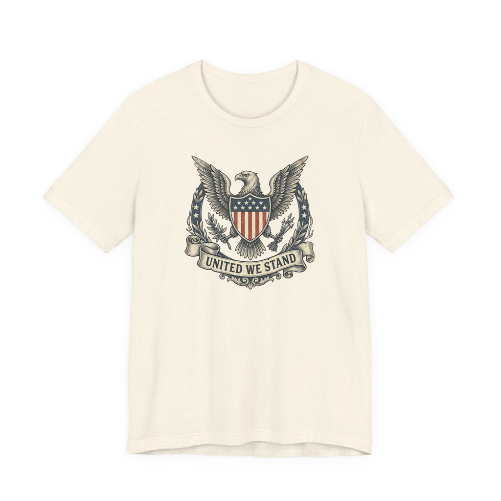 American Eagle Shield United We Stand T-Shirt | Patriotic USA Flag Crest Graphic Tee
