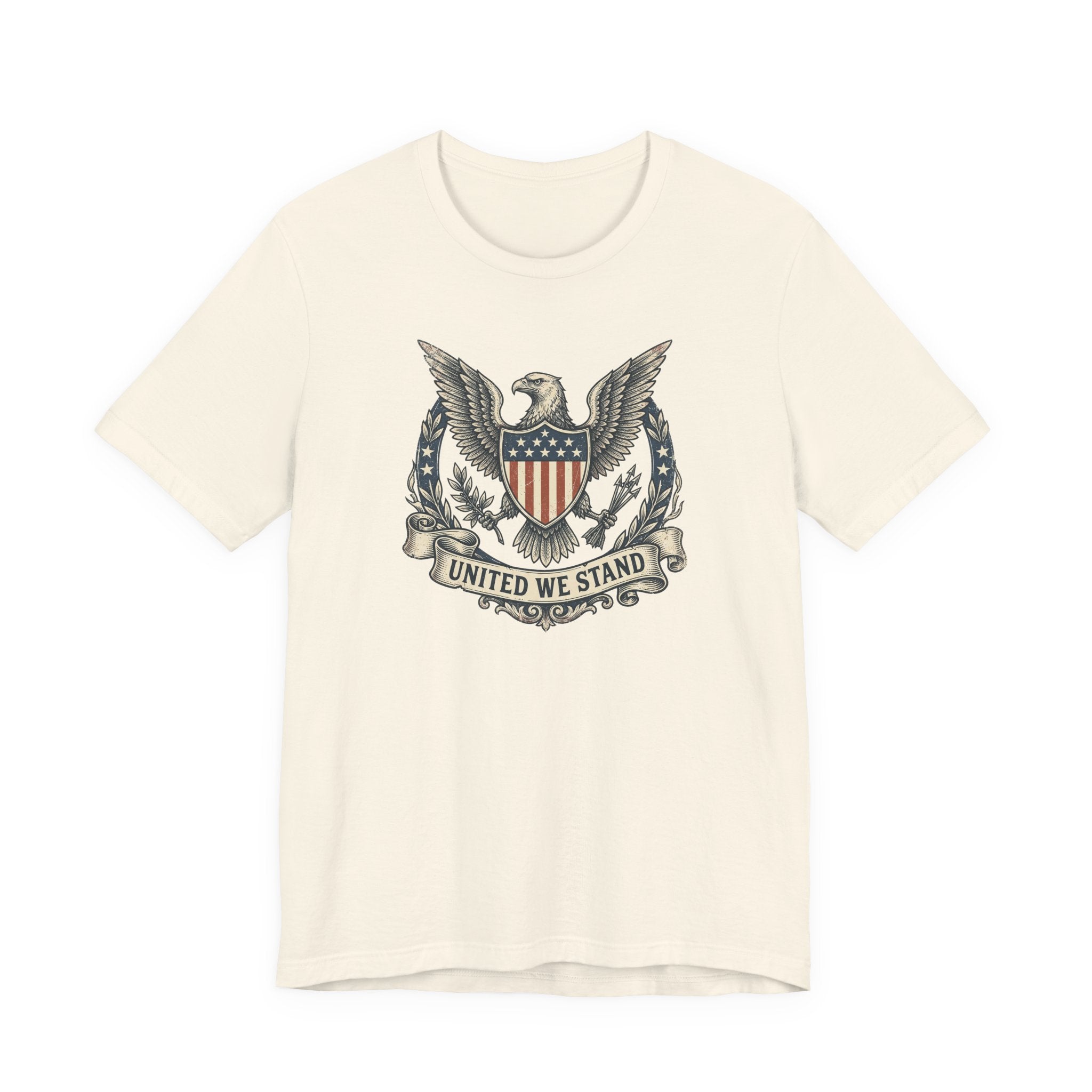 American Eagle Shield United We Stand T-Shirt | Patriotic USA Flag Crest Graphic Tee