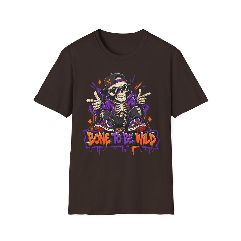 Bone To Be Wild Skeleton DJ T-Shirt | Halloween Skull Graphic Tee | Spooky Music Lover Shirt | Funny Skeleton Gift | Halloween Tee
