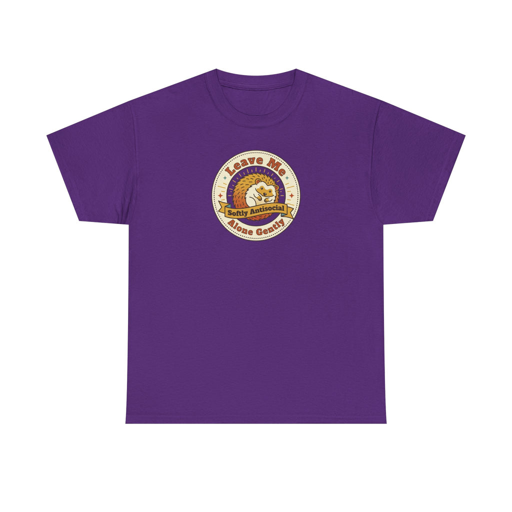 Leave Me Alone Softly Antisocial T-Shirt | Funny Introvert Hedgehog Graphic Tee