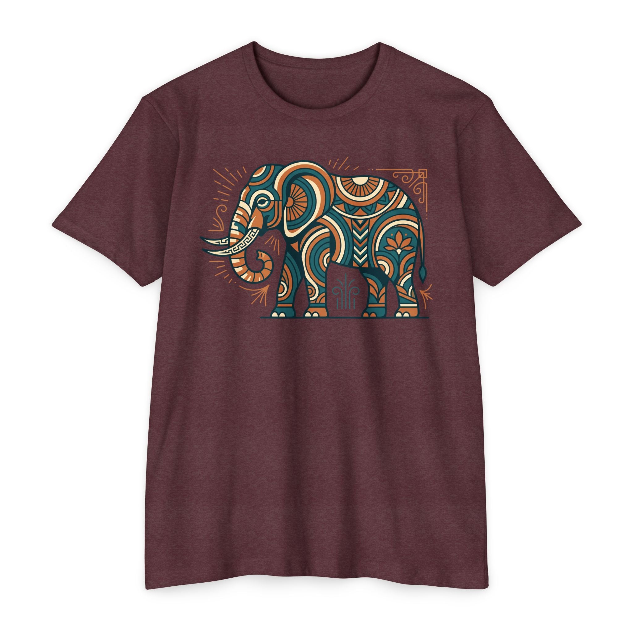 Elephant T-Shirt Boho Tribal Paisley Pattern Graphic Tee Elephant Lover Gift Nature Art Tee