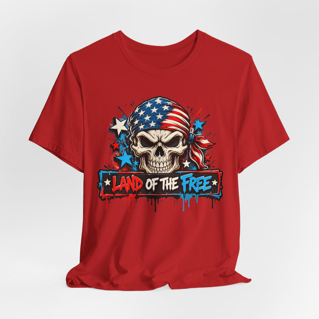 Land of the Free Skull T-Shirt | 4th of July American Flag Patriotic Graphic Tee