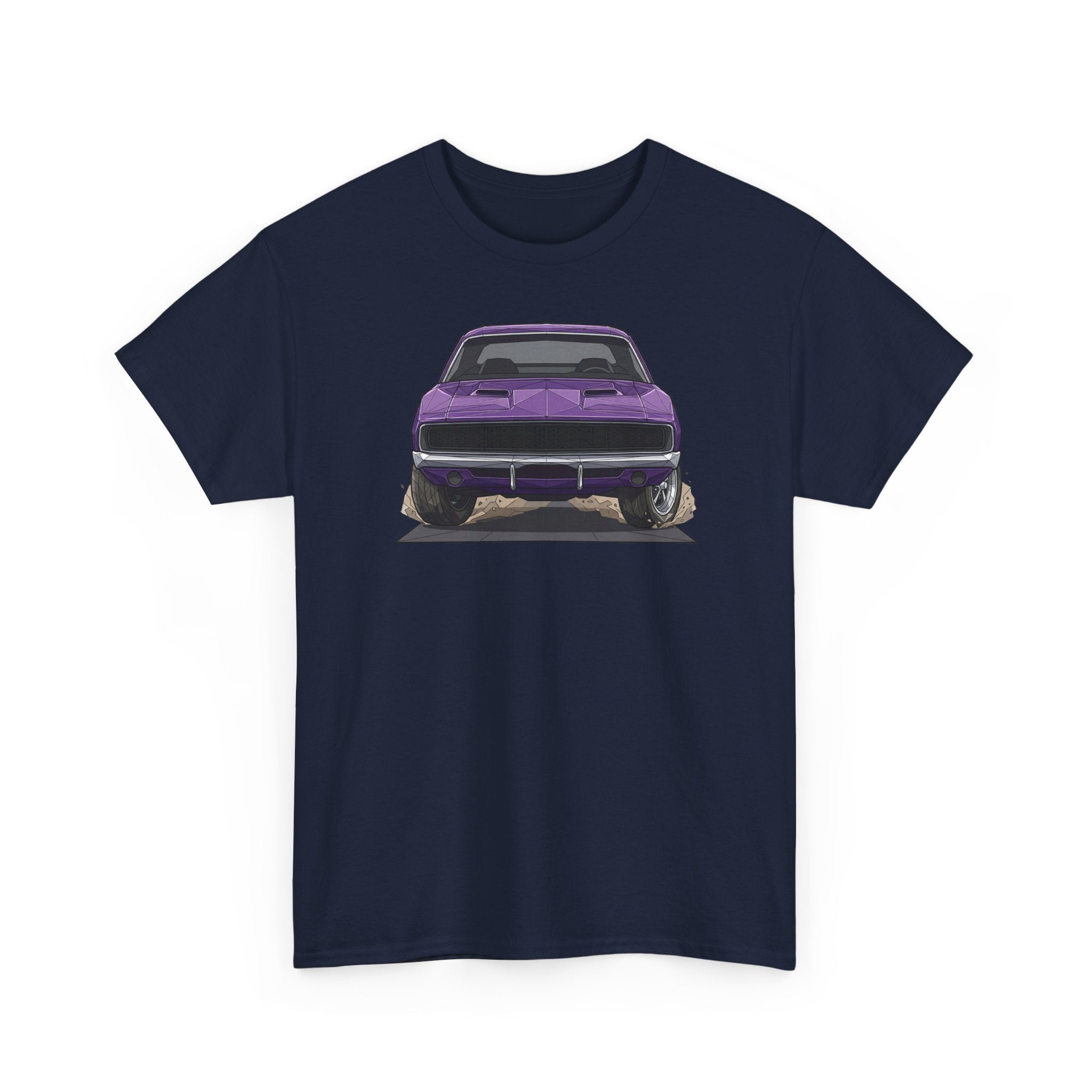 Retro Purple Muscle Car Tee | Front and Back Car Illustration