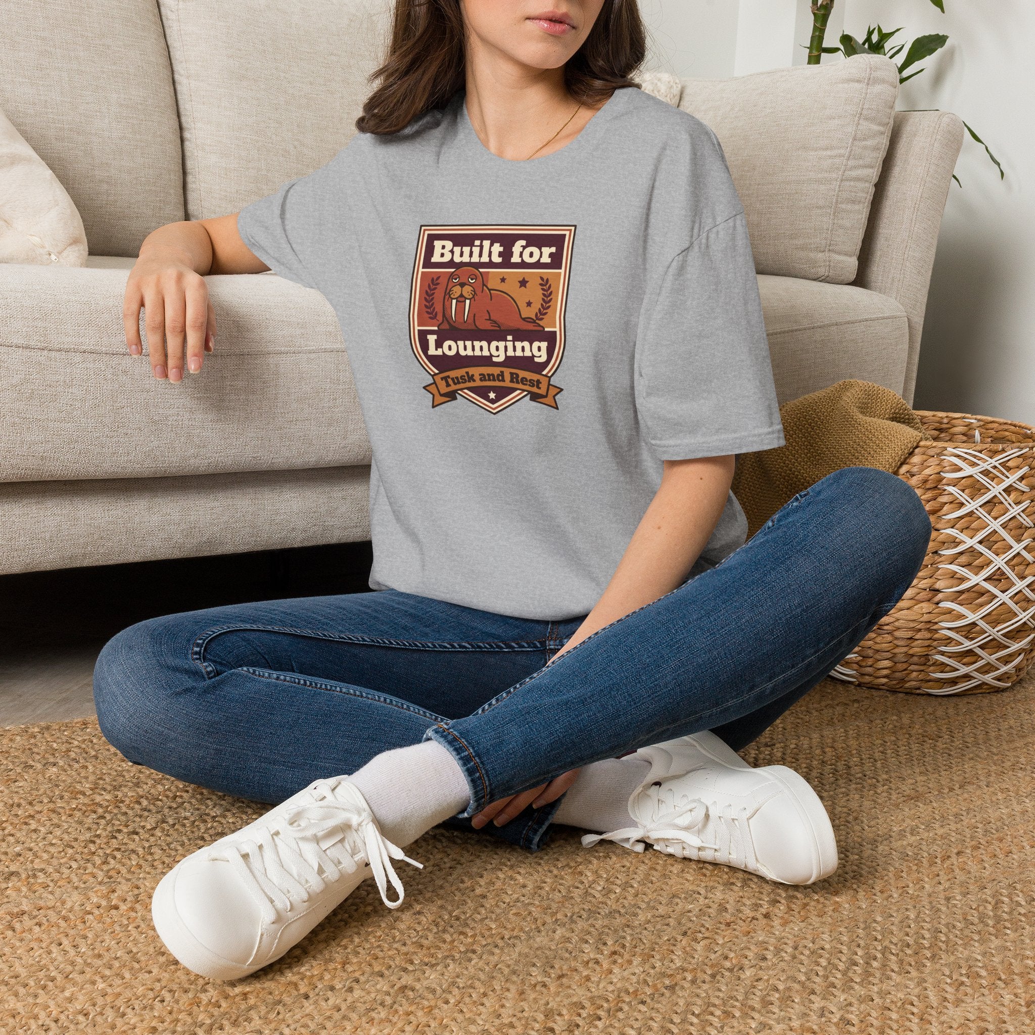 Funny Walrus T-Shirt | Built for Lounging Cute Animal Graphic Tee | Lazy Day Humor Shirt Gift
