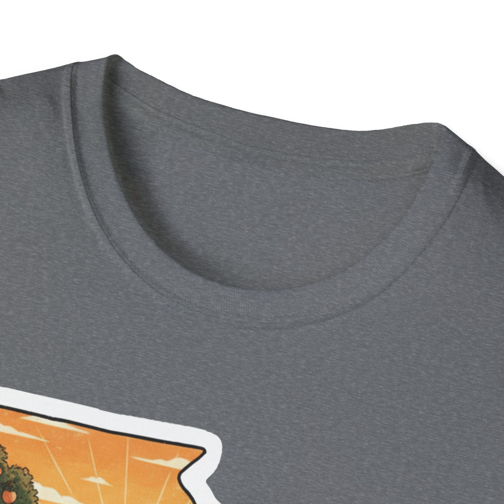 Heather grey crew neck T-shirt, close-up of neckline