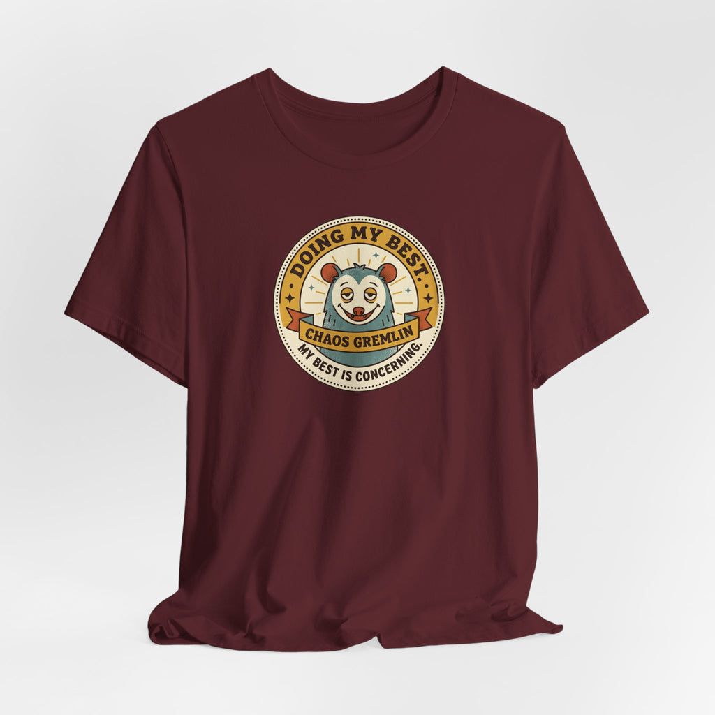 Doing My Best Chaos Gremlin Tee | Cute Cartoon Gremlin Badge Shirt