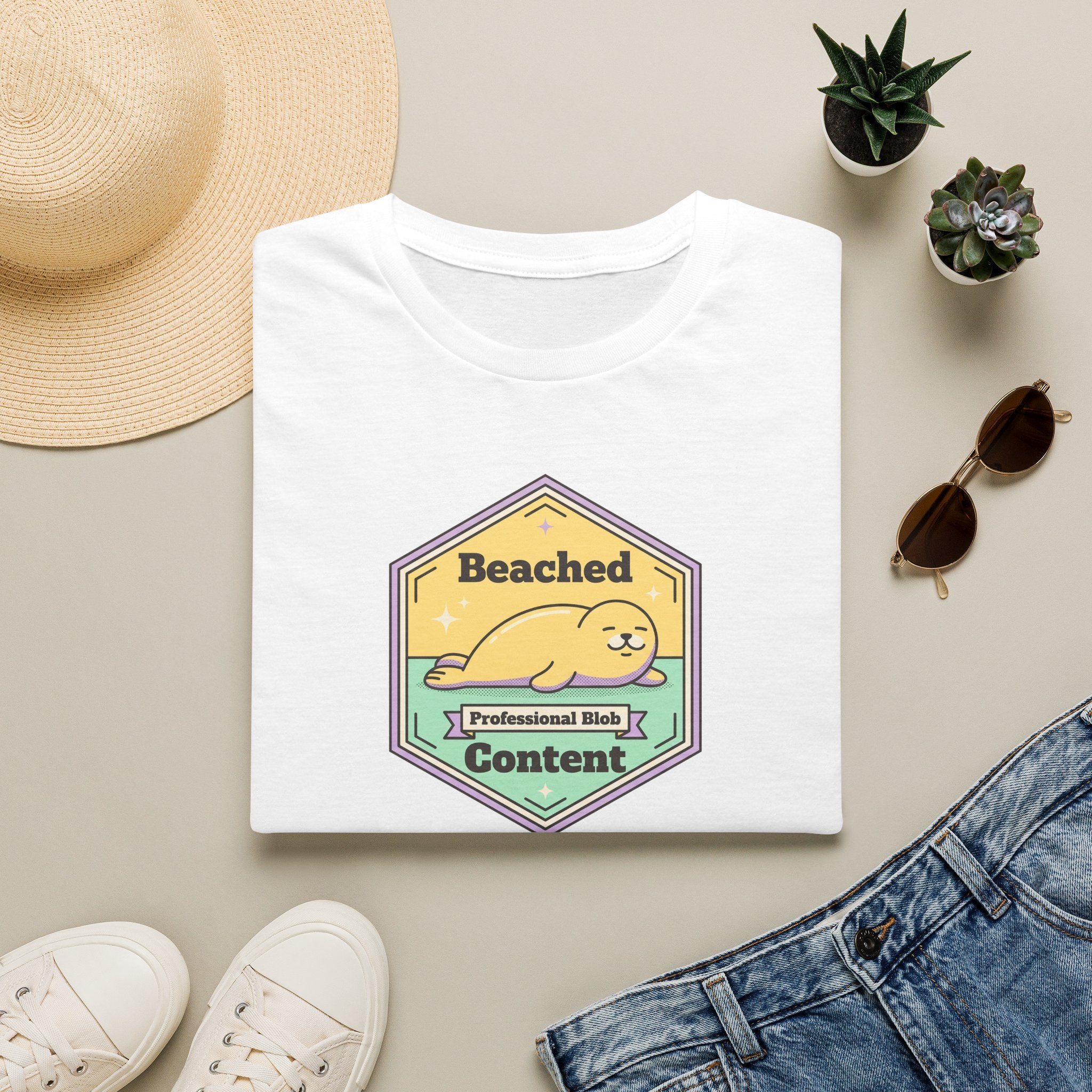 Beached Content seal badge T-Shirt | Cute beach seal design