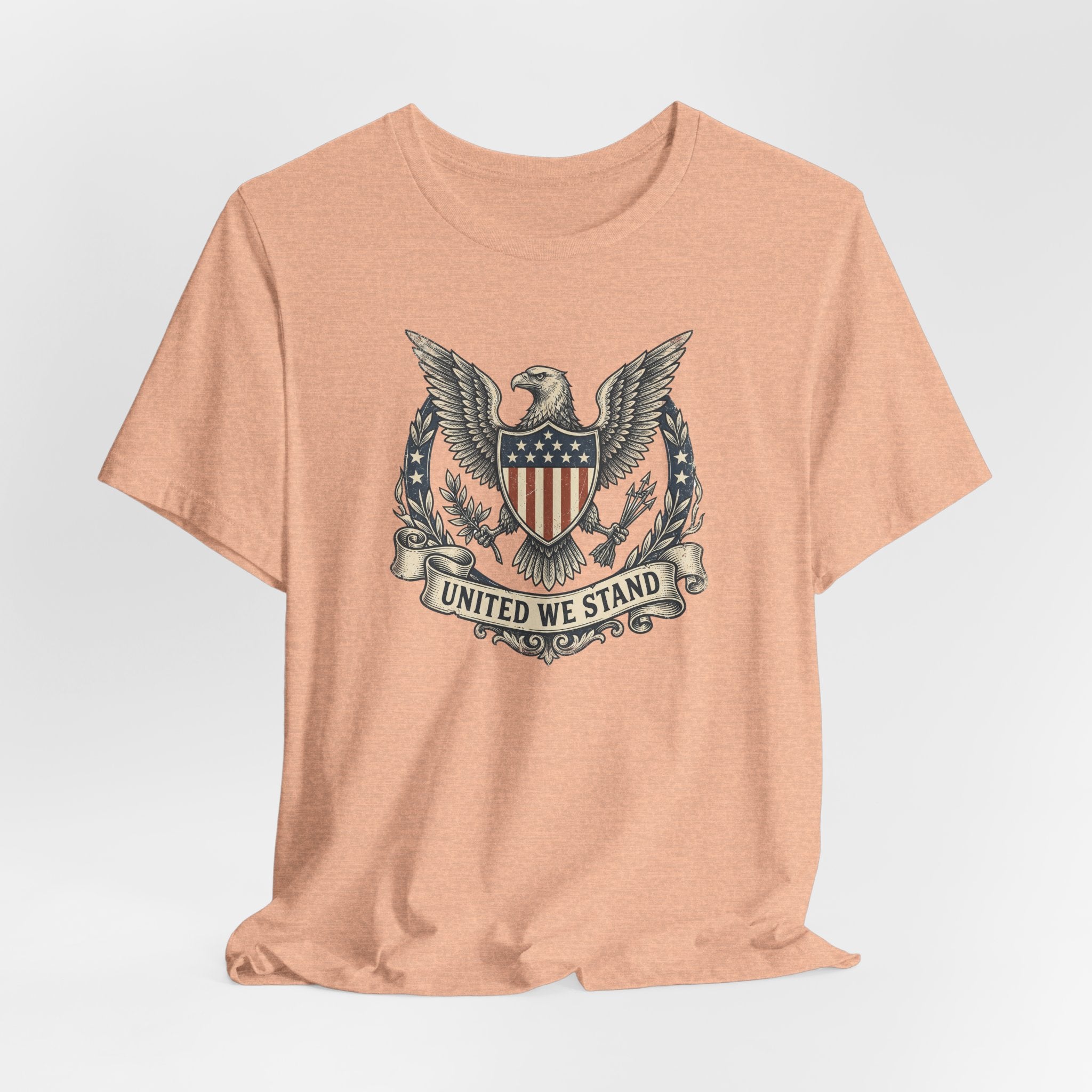 American Eagle Shield United We Stand T-Shirt | Patriotic USA Flag Crest Graphic Tee