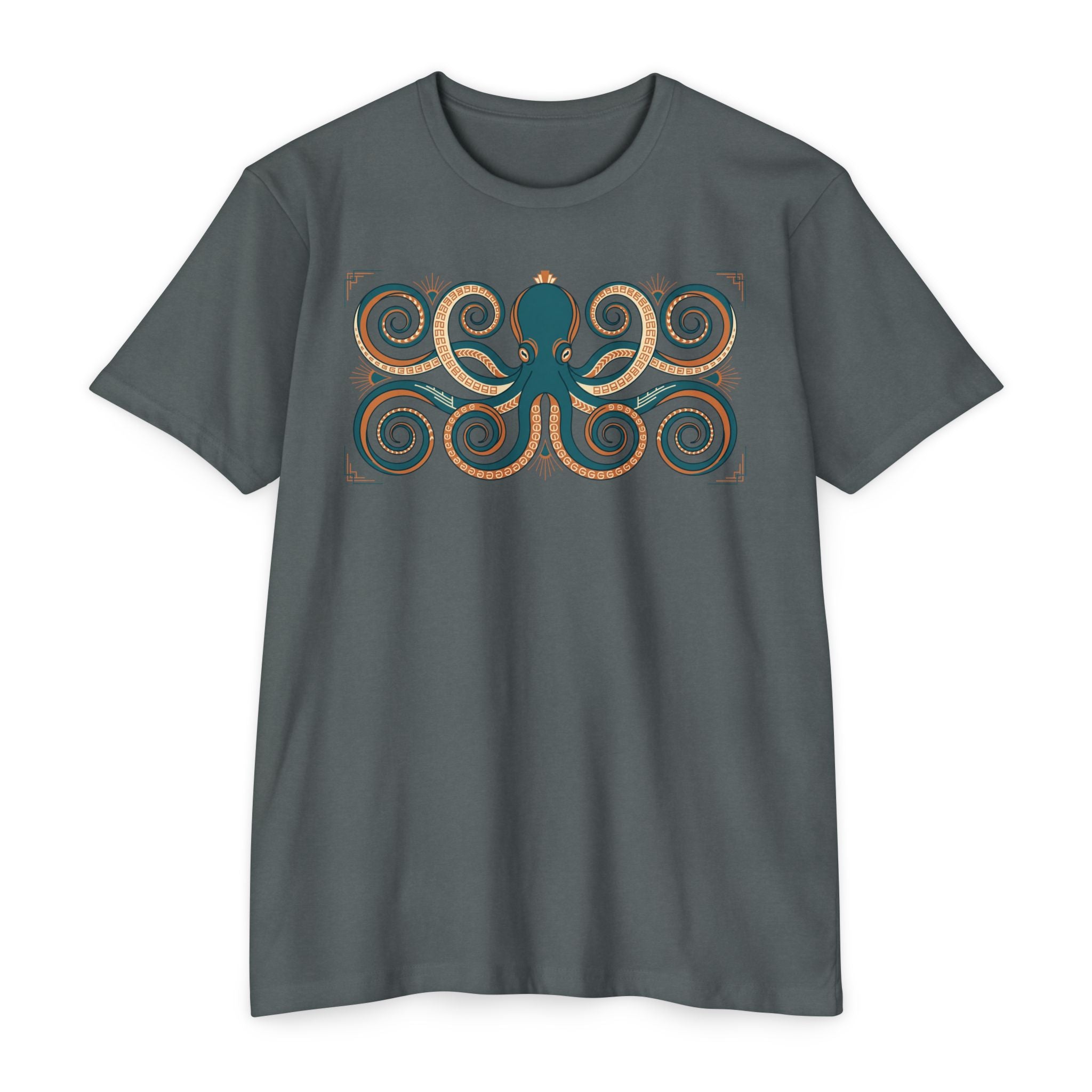 Octopus T-Shirt Teal Swirl Nautical Sea Creature Graphic Tee Ocean Lover Gift Unisex