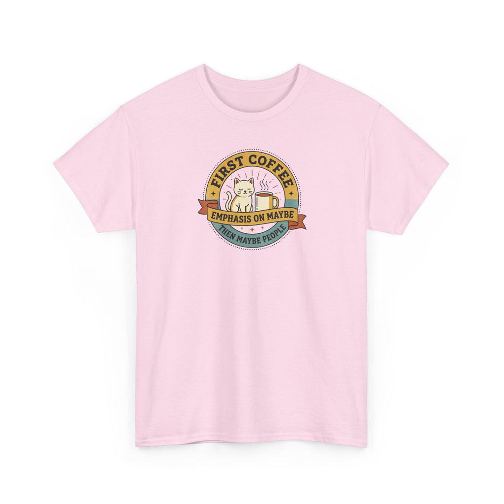First Coffee T-Shirt | Funny Cat Coffee Lover Graphic Tee | Caffeine Before People Shirt | Morning Person Gift