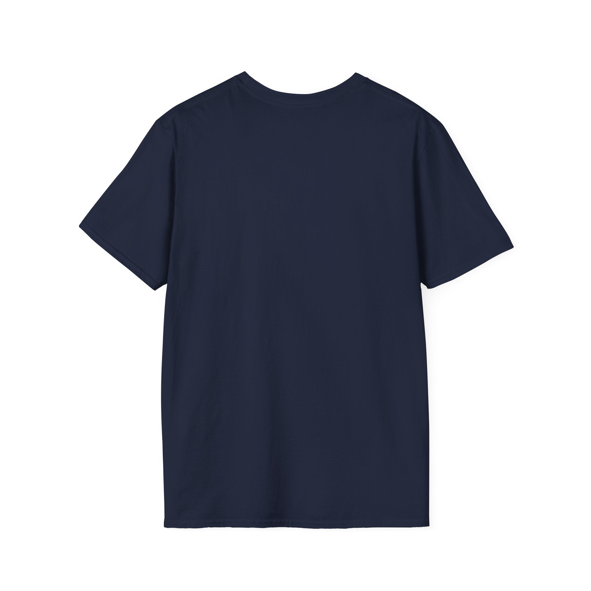 Navy crewneck T-shirt, no visible front graphic