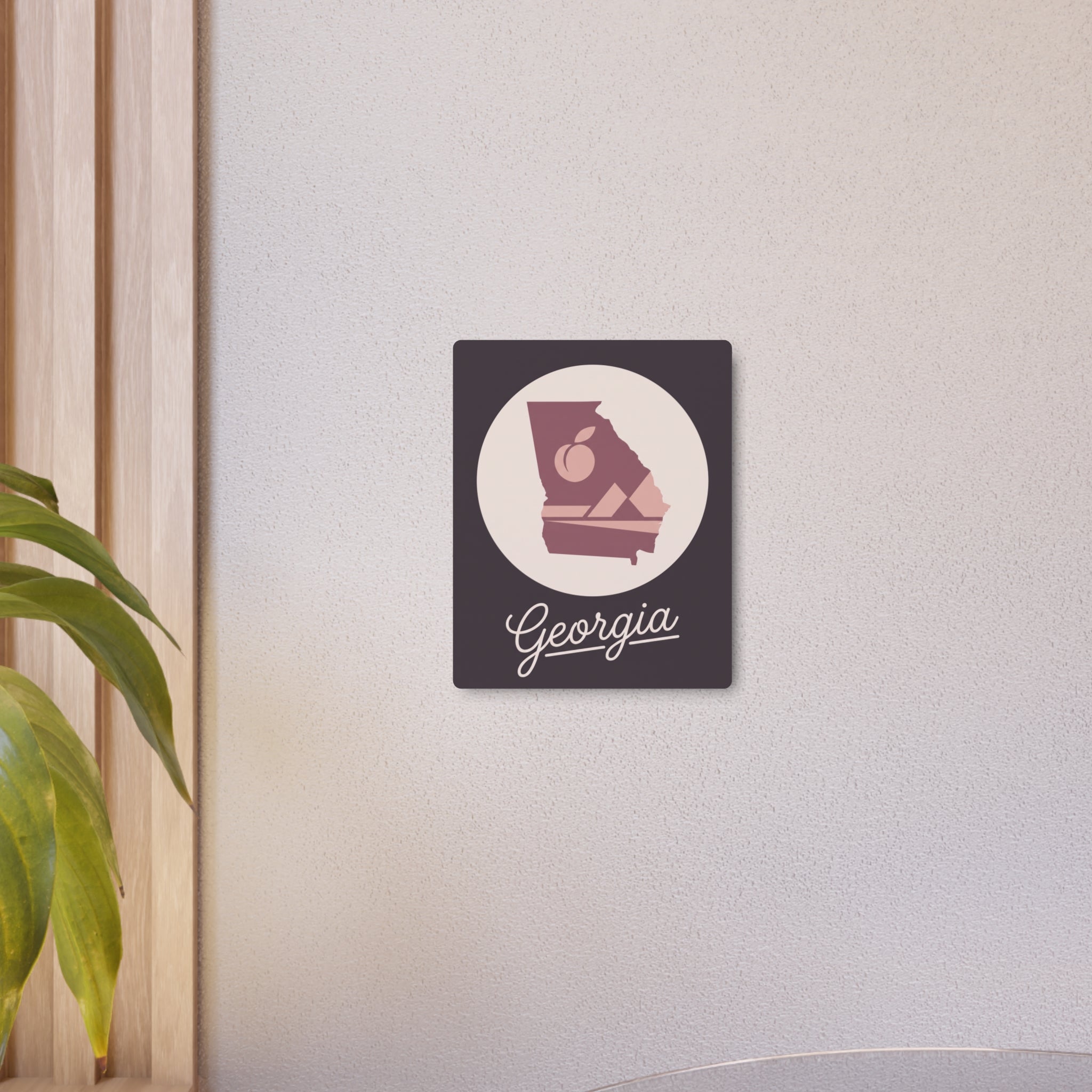 Small square metal wall art with Georgia medallion silhouette and “Georgia” script