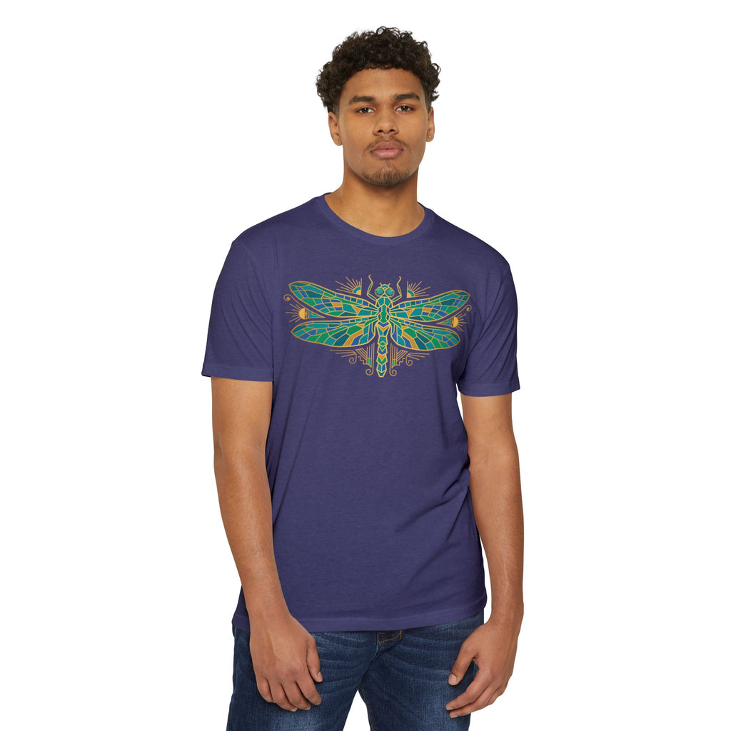 Dragonfly T-Shirt Green Mosaic Nature Insect Illustration Graphic Tee Dragonfly Lover Gift Unisex