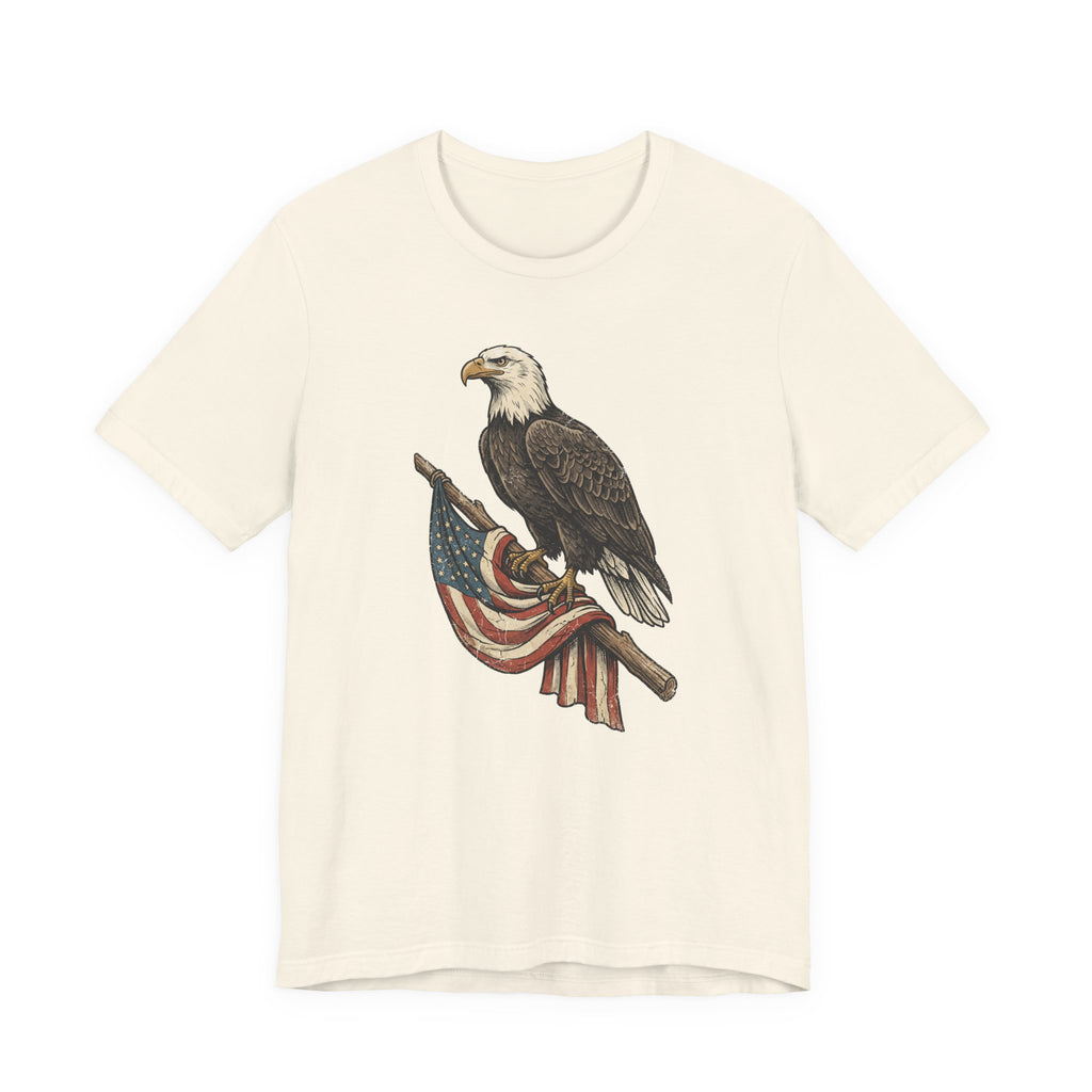 Bald Eagle American Flag T-Shirt | Patriotic USA Stars Stripes Vintage Eagle Graphic Tee Gift
