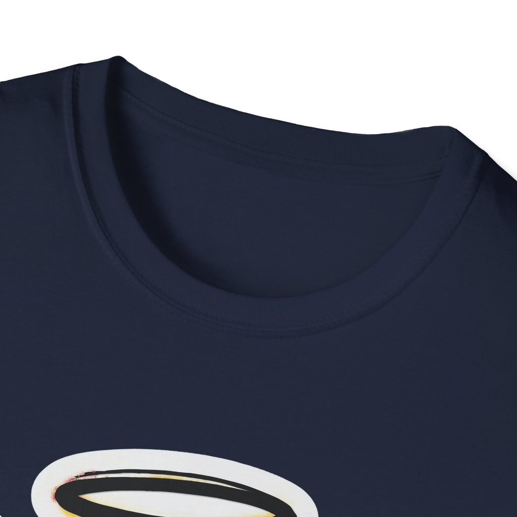 Navy Graffiti Angel Smiley T-Shirt, Rundhalsausschnitt und Drucklinie