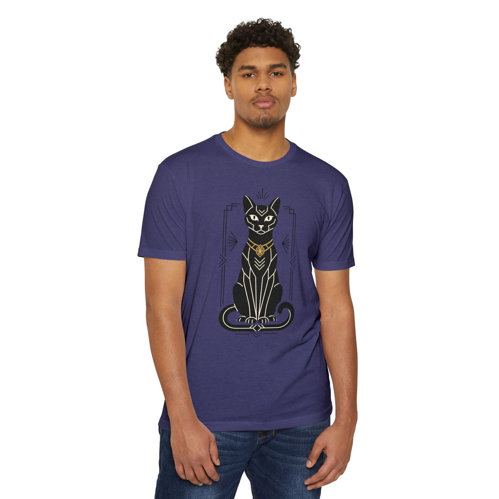 Black Cat T-Shirt Art Deco Egyptian Cat Illustration Graphic Tee Cat Lover Gift Mystic Unisex