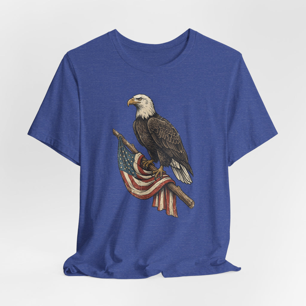 Bald Eagle American Flag T-Shirt | Patriotic USA Stars Stripes Vintage Eagle Graphic Tee Gift