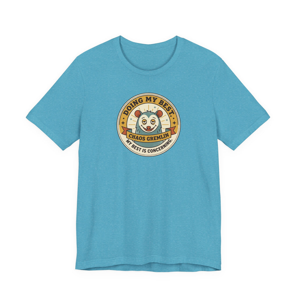 Doing My Best Chaos Gremlin Tee | Cute Cartoon Gremlin Badge Shirt