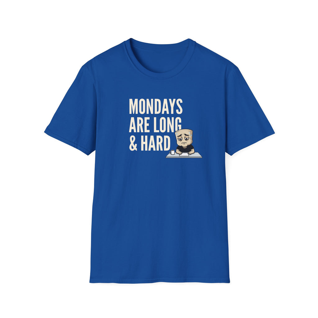 Mondays Are Long & Hard T-Shirt, Funny Coffee Lover Tee, Sarcastic Monday Mood Gift Shirt, Caffeine Humor Tee Men Women