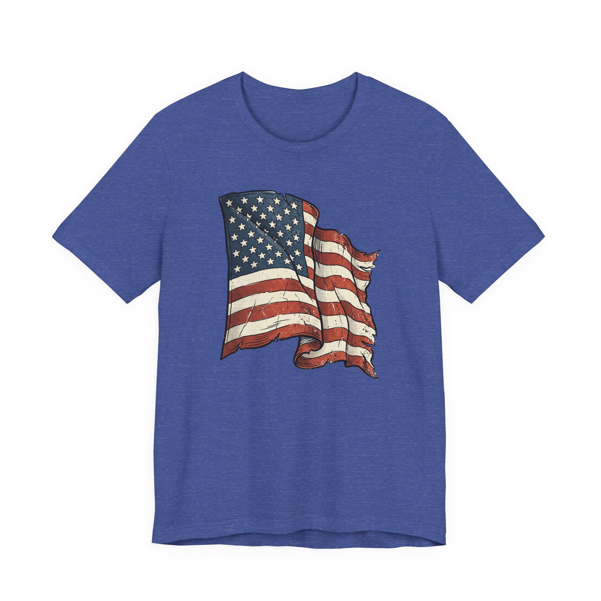 Vintage Waving American Flag T-Shirt | USA Stars Stripes Distressed Patriotic Graphic Tee