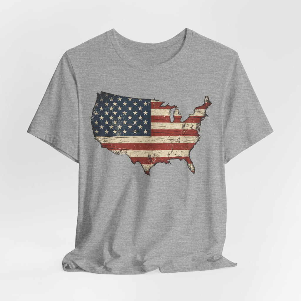 Distressed American Flag USA Map T-Shirt | Patriotic United States Tee