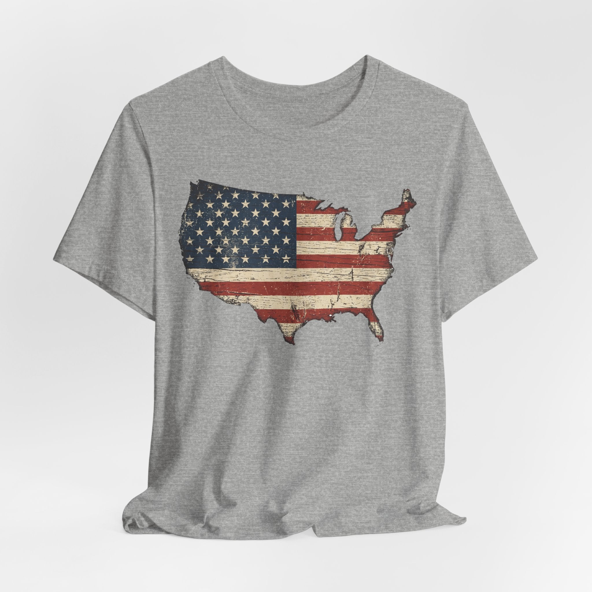 Distressed American Flag USA Map T-Shirt | Patriotic United States Tee