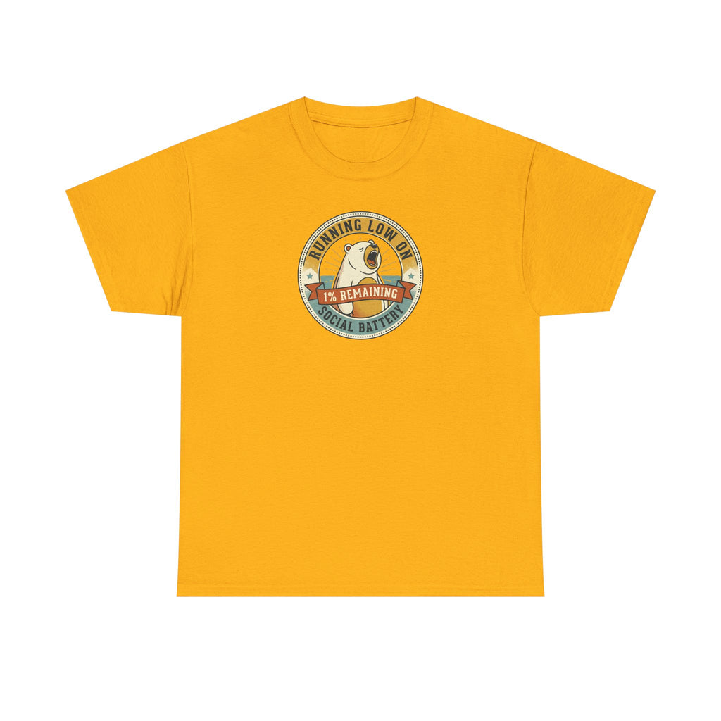 Running Low on Social Battery T-Shirt | Funny Introvert Bear Graphic Tee