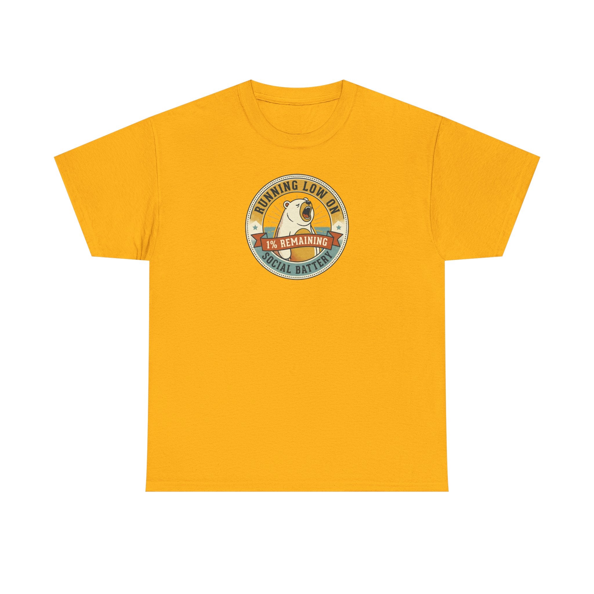 Running Low on Social Battery T-Shirt | Funny Introvert Bear Graphic Tee